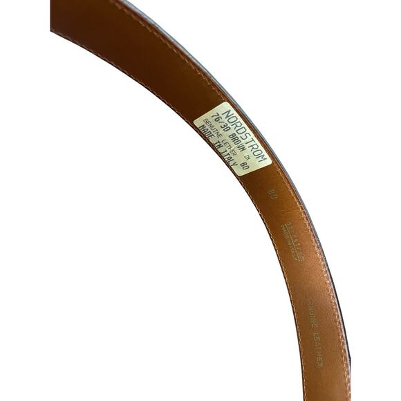 Vintage Nordstrom Italy Brown 76/30 Croc Leather Gold Adjustable Buckle Belt EUC - Picture 2 of 2